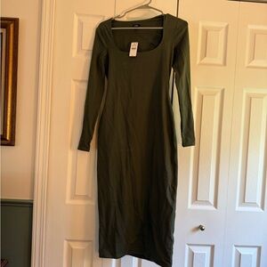 Express Olive Green Long Sleeve Dress
